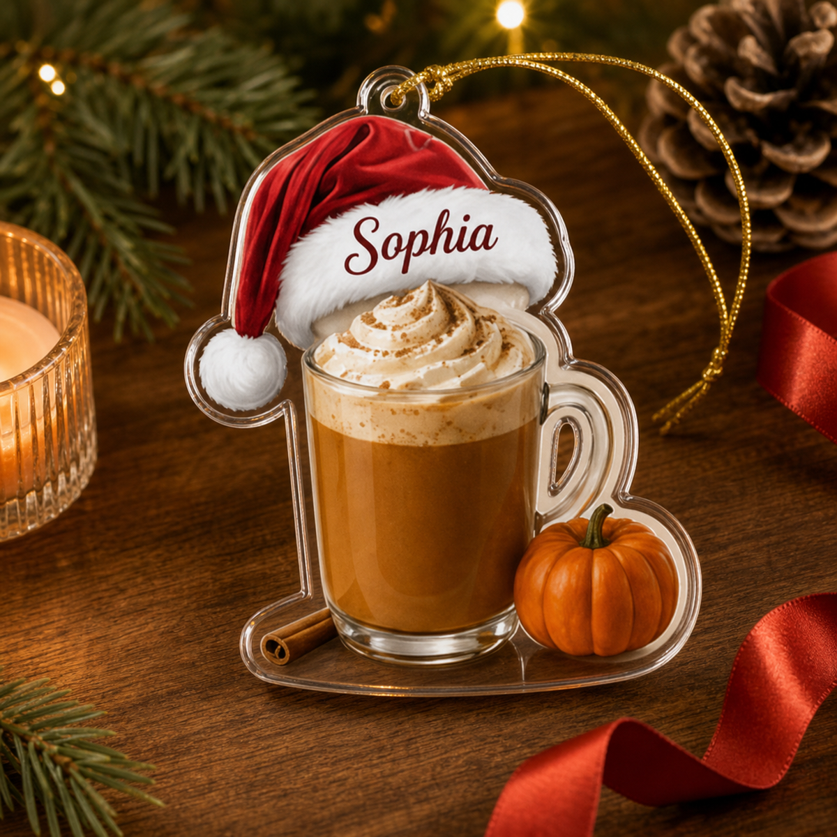 Coffee Equipment Ornament Acrylic Pumpkin Spice Latte TAM