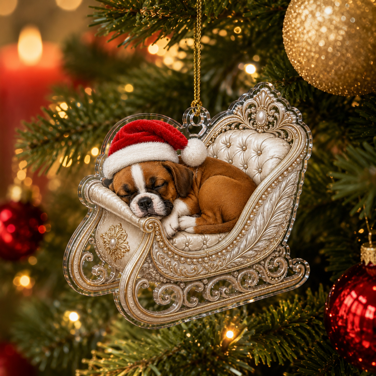 Dog Christmas Sleigh Boxer