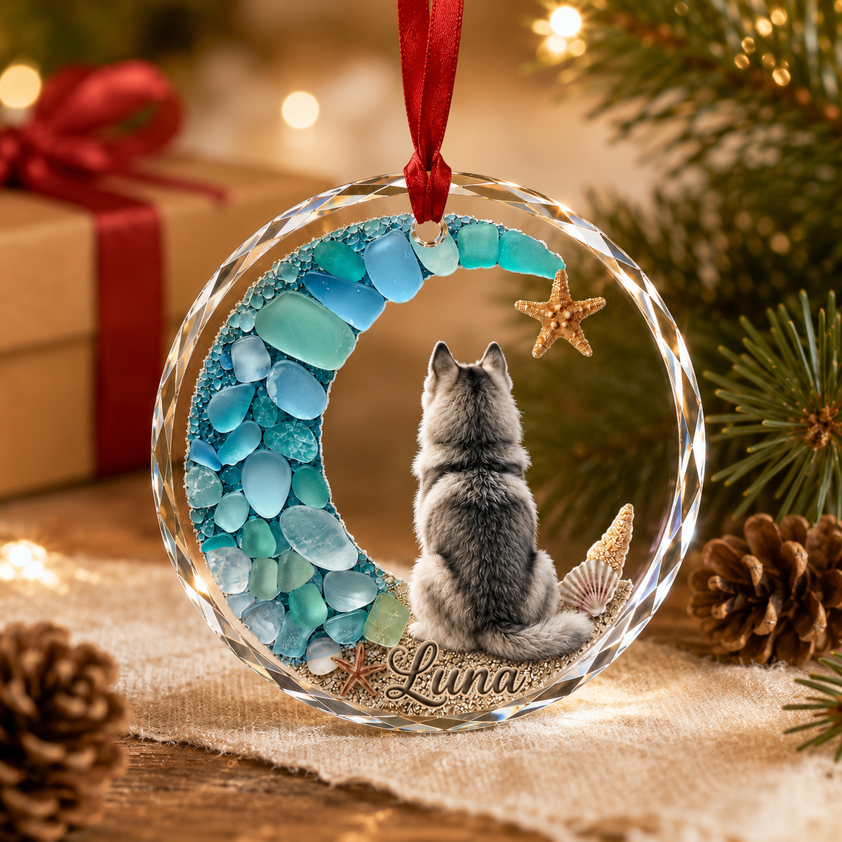 Custom Dog Seashell Husky