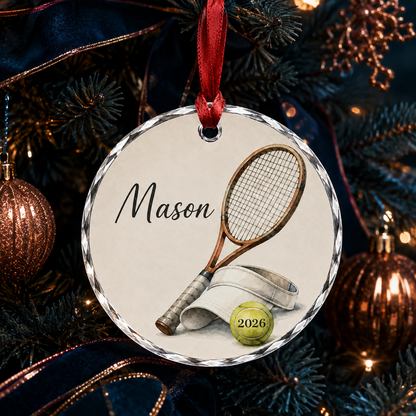 Sport Glass Ornament Tennis Gear