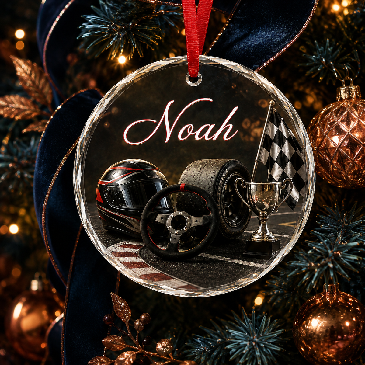 Sports Glass Ornament Racing