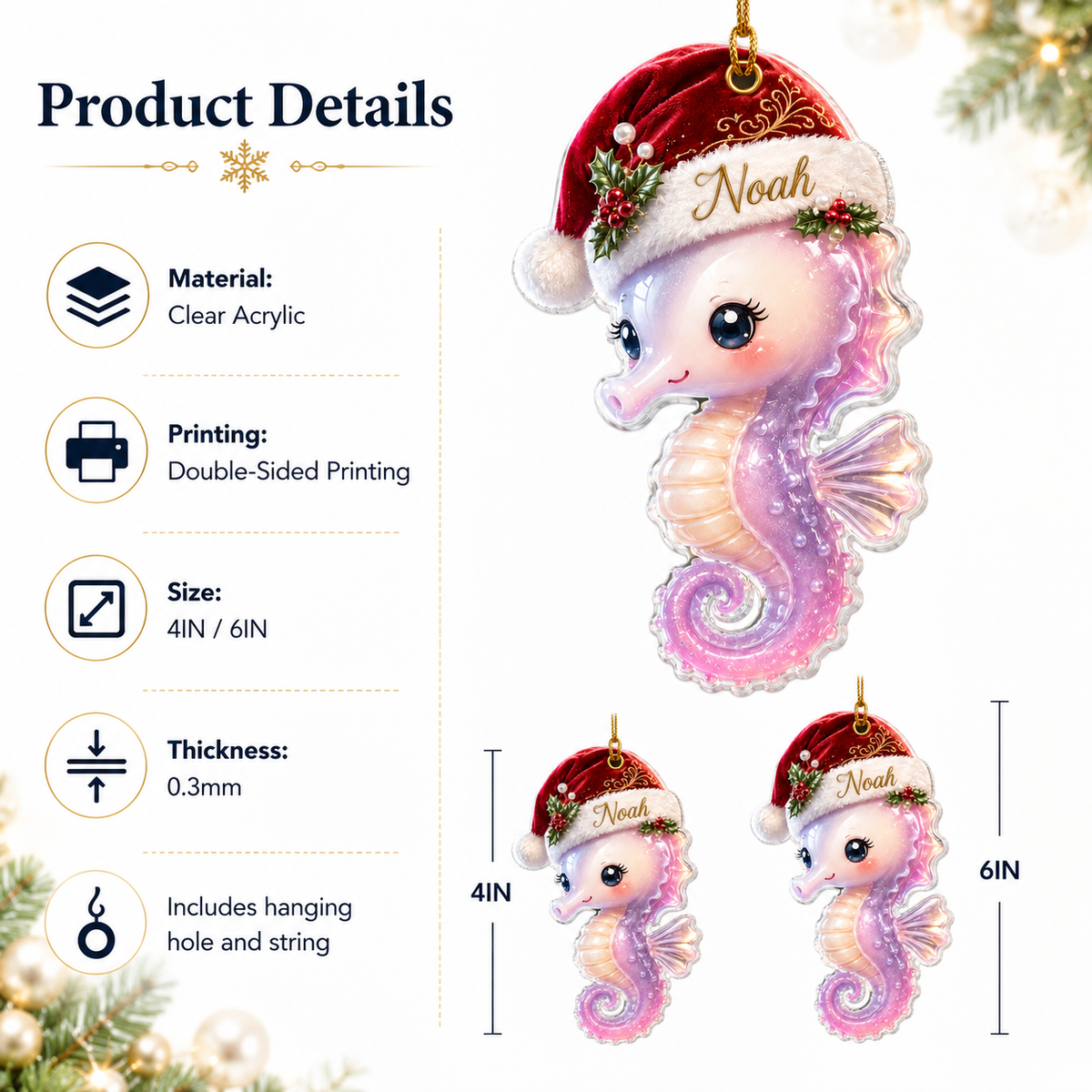 Animal With Santa Hat Seahorse