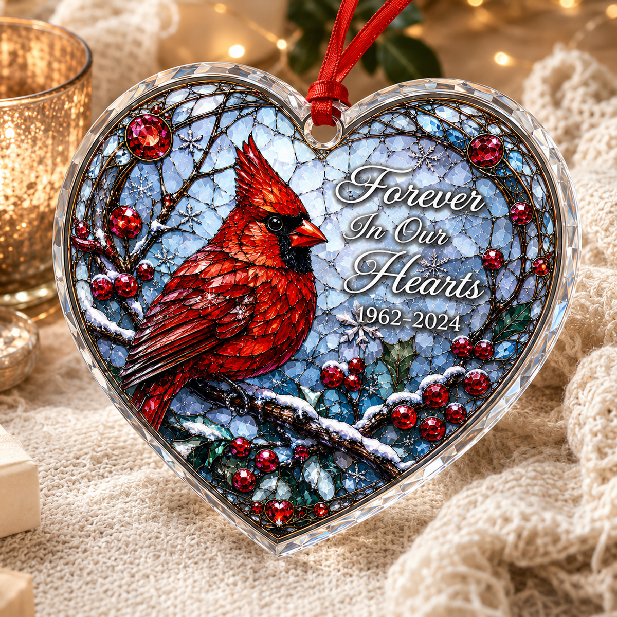 Custom Name Glass Animal Cardinal