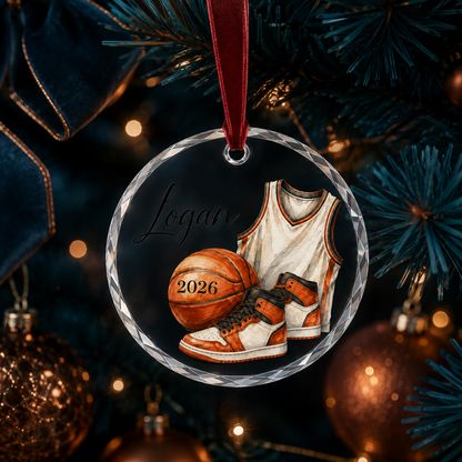 Sport Glass Ornament Basketball Gear