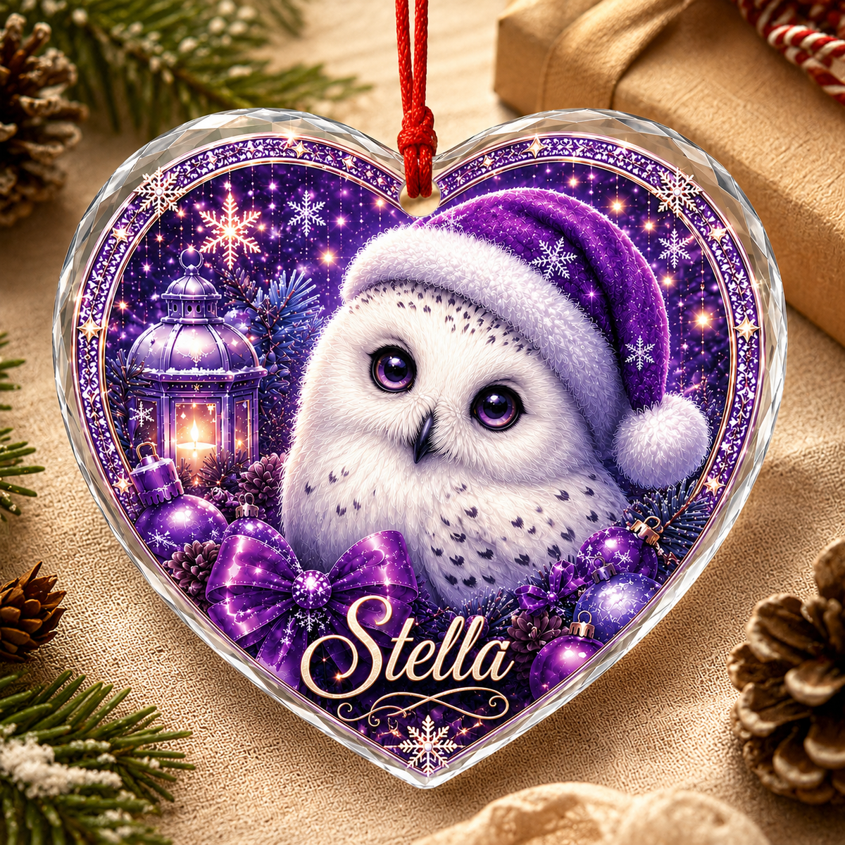 Purple Bird At Christmas Snowy Owl