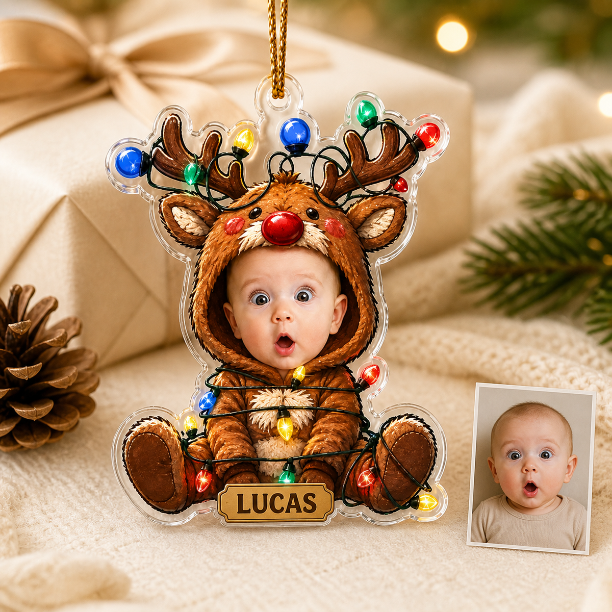 Custom Photo Baby Reindeer