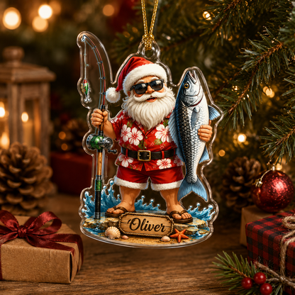 Personalized Fishing Santa Acrylic