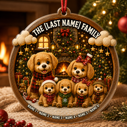 Christmas Family Wood Dog