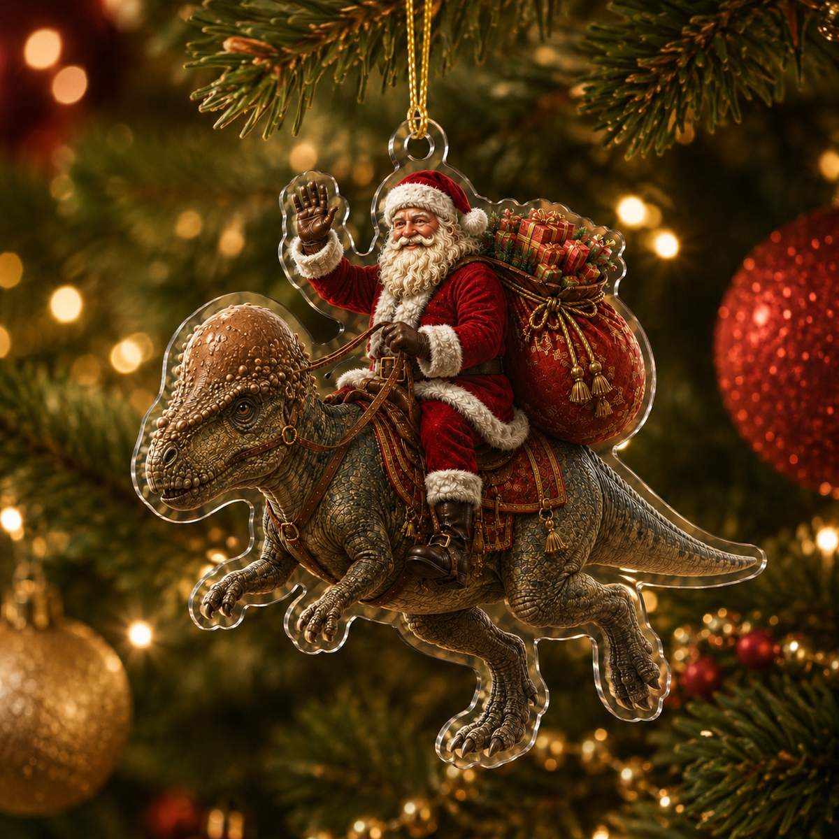 Dinosour With Santa Pachycephalosaurus