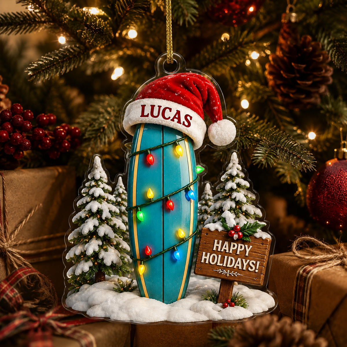 Surfing Personalize Acrylic Holiday Surf