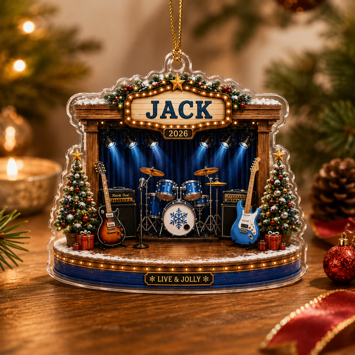 Guitar Custom Name Acrylic - Christmas Guitar Stage