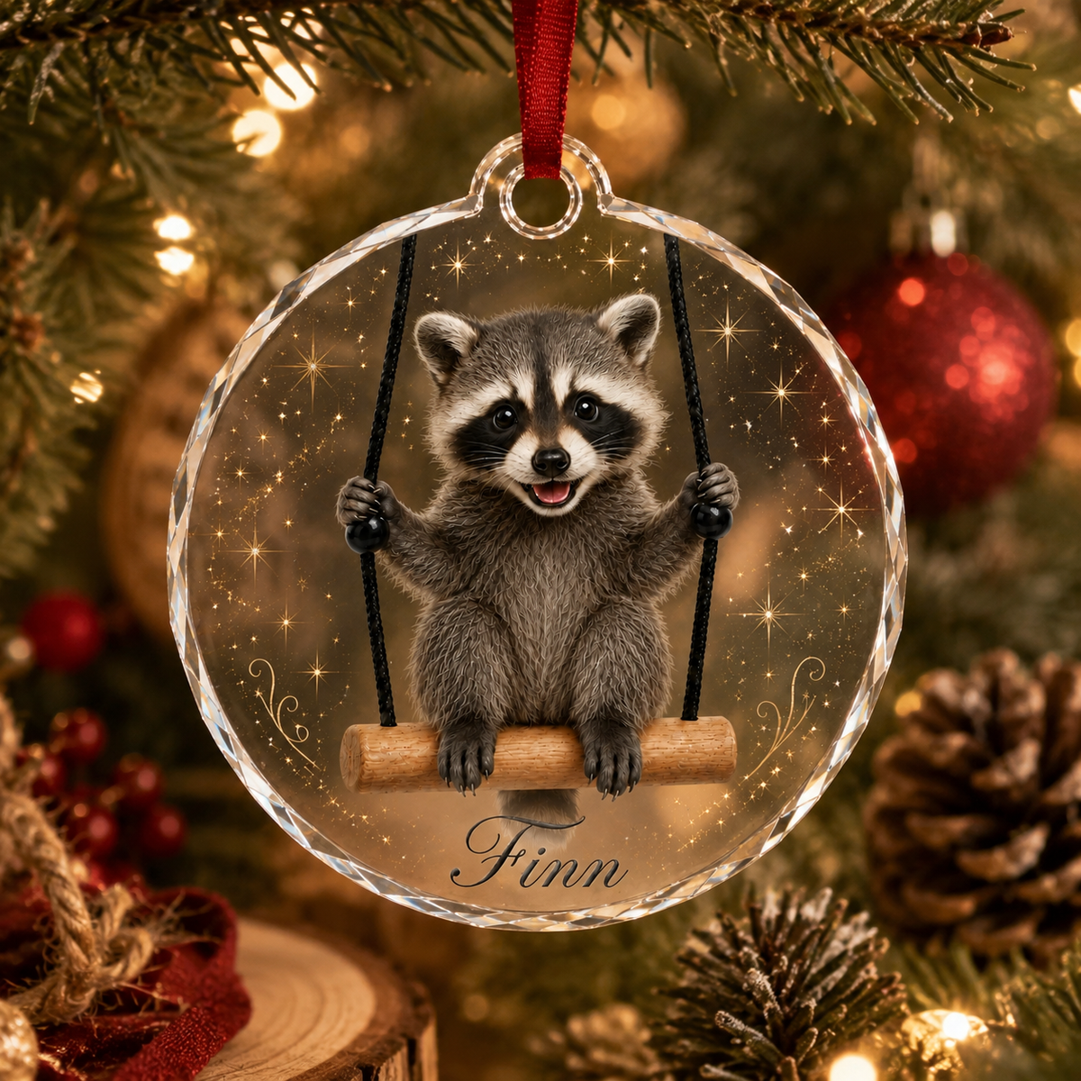 Animal Glass Ornament Racoon
