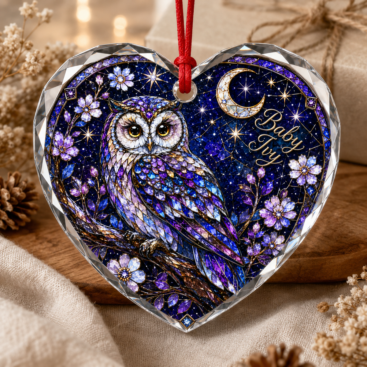 Custom Name Glass Animal Owl