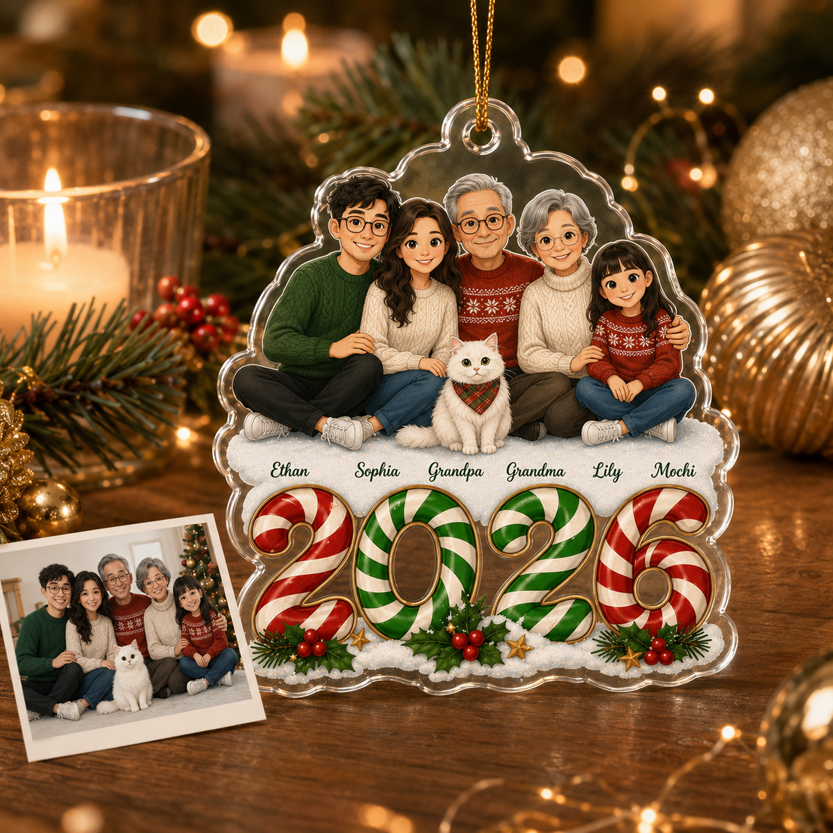 Family Memory Candy Cane