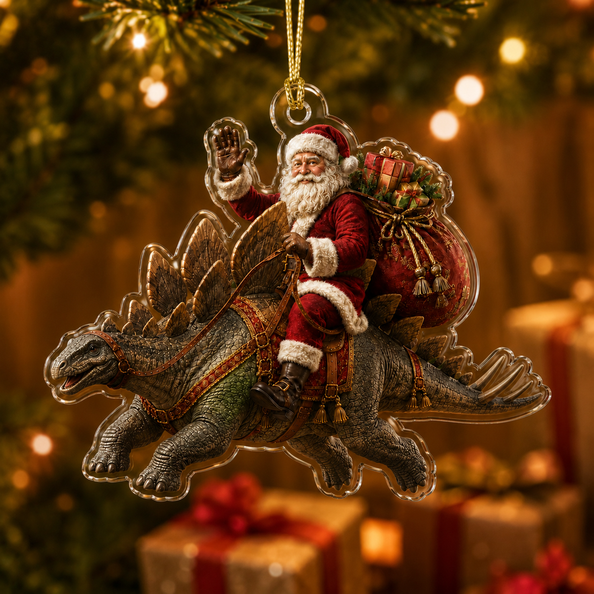 Dinosour With Santa Stegosaurus