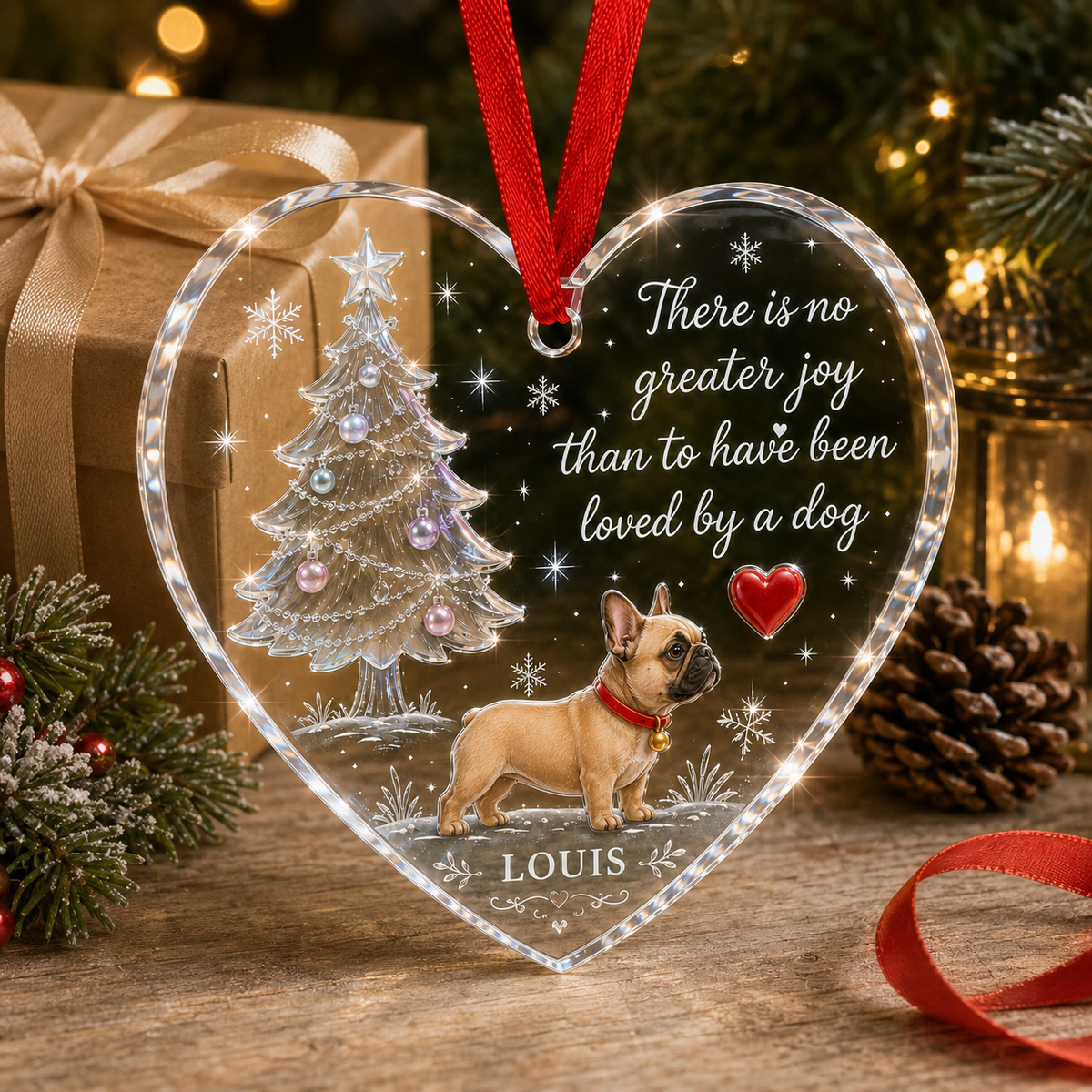 Christmas Glass Dog French Bulldog