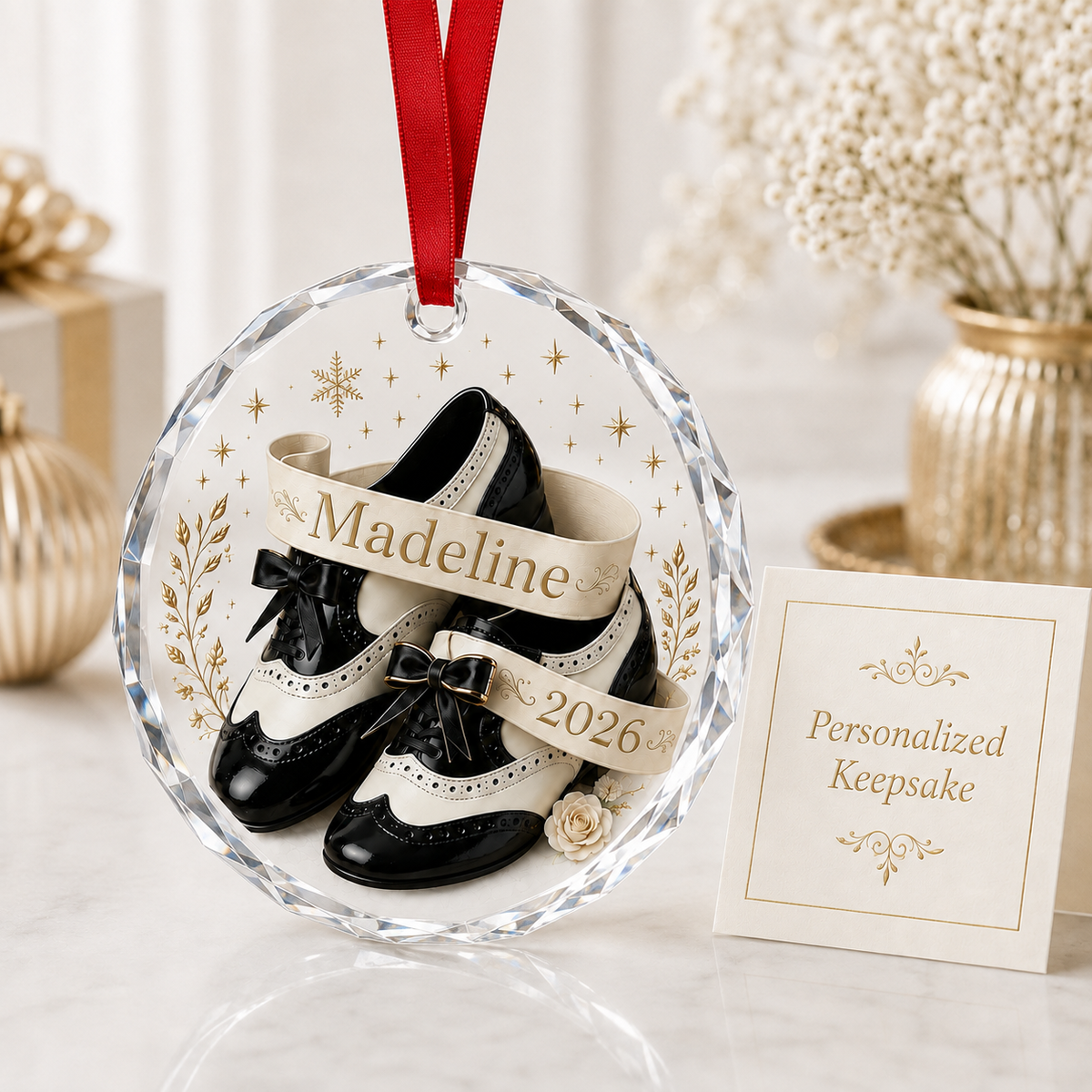 Personalized Dancing Glass White Ballet Shoes