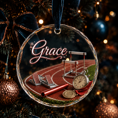 Sports Glass Ornament Track and Field