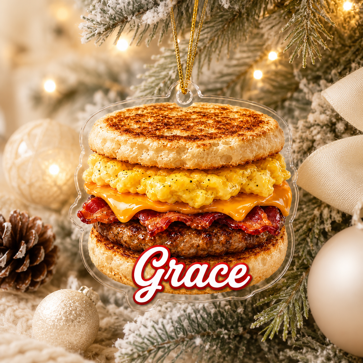 Breakfast Custom Name Bacon Egg Sausage Sandwich Acrylic
