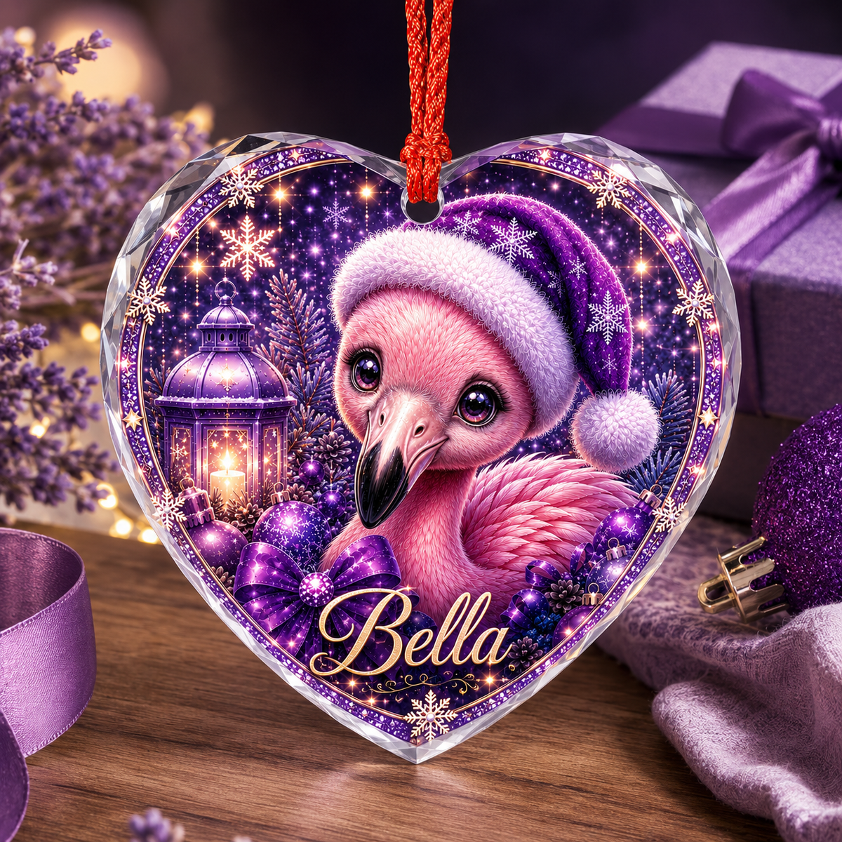 Purple Bird At Christmas Flamingo