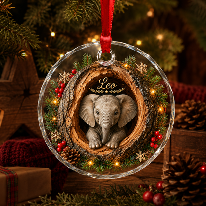 Animal Glass Ornament Tree Hollow Elephant