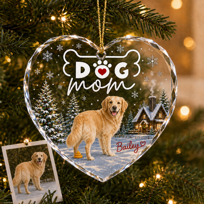 Custom Photo Dog Glass Dog In Christmas Village
