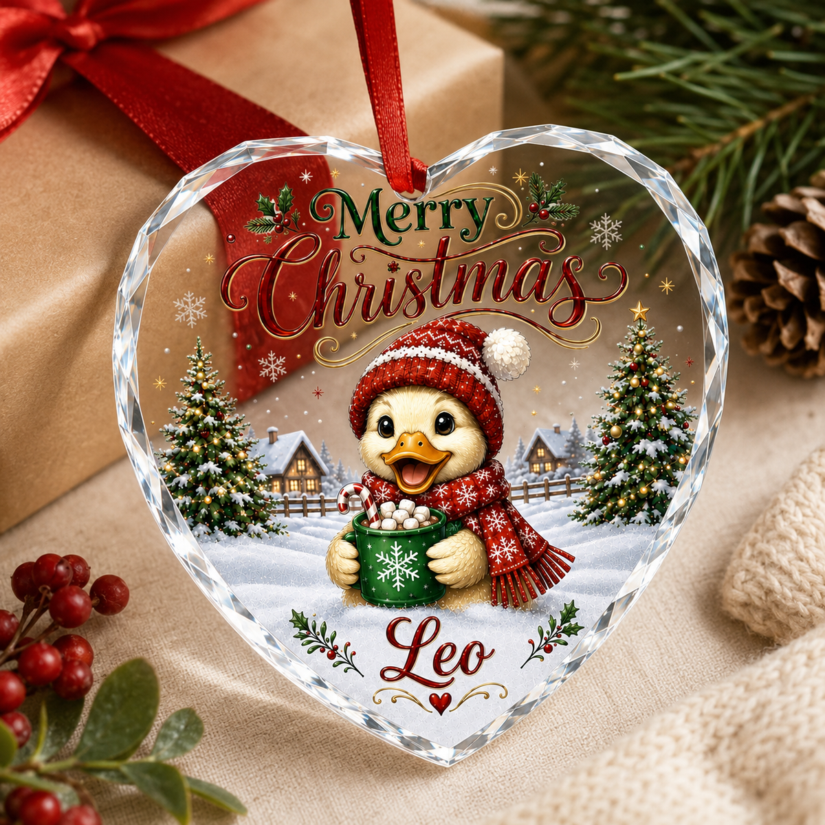 Christmas Glass Animal Duck
