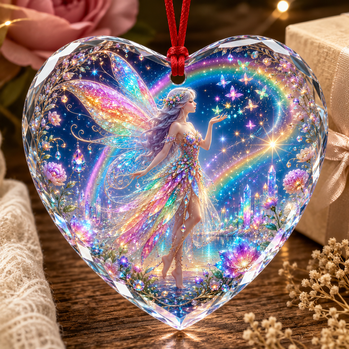 Fairy Glass Ornament Rainbow Fairy