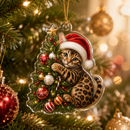 Cat With Christmas Tree Bengal