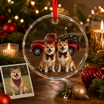 Custom Photo Dog With Christmas Car