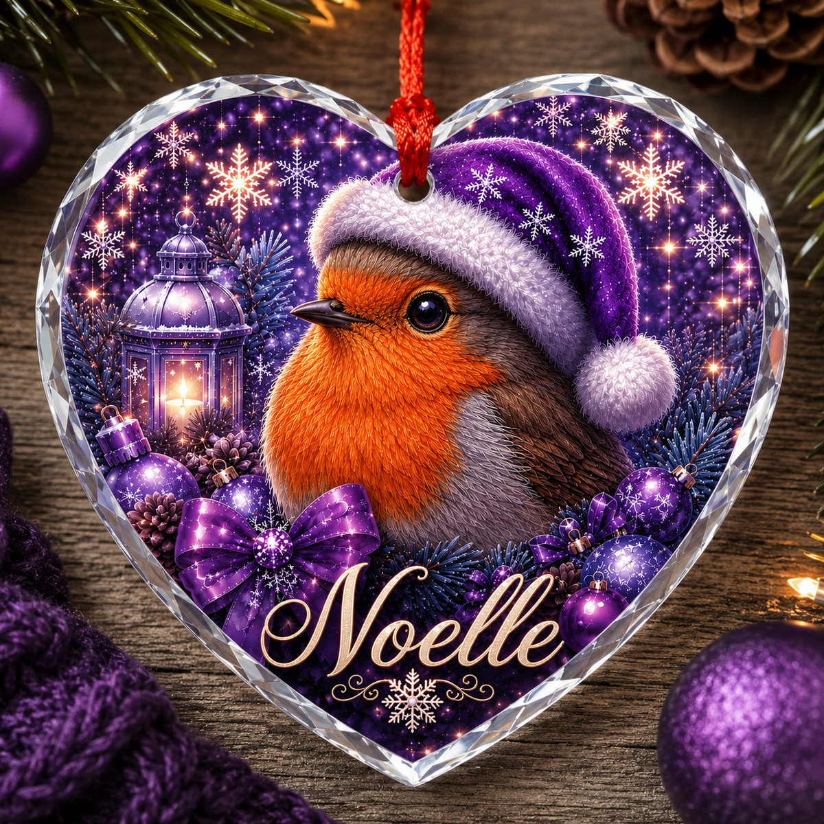 Purple Bird At Christmas Robin