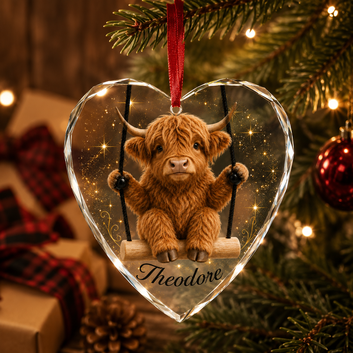 Animal Glass Ornament Highland Cow