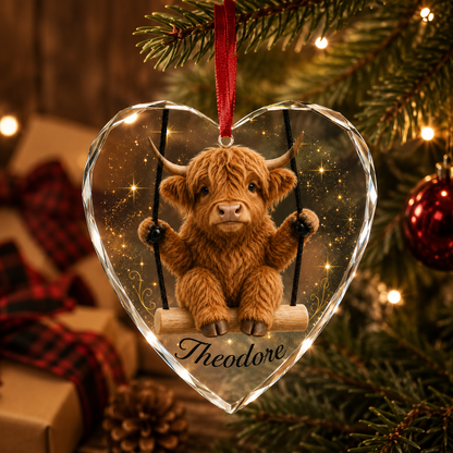 Animal Glass Ornament Highland Cow