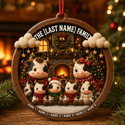 Christmas Family Wood Cow