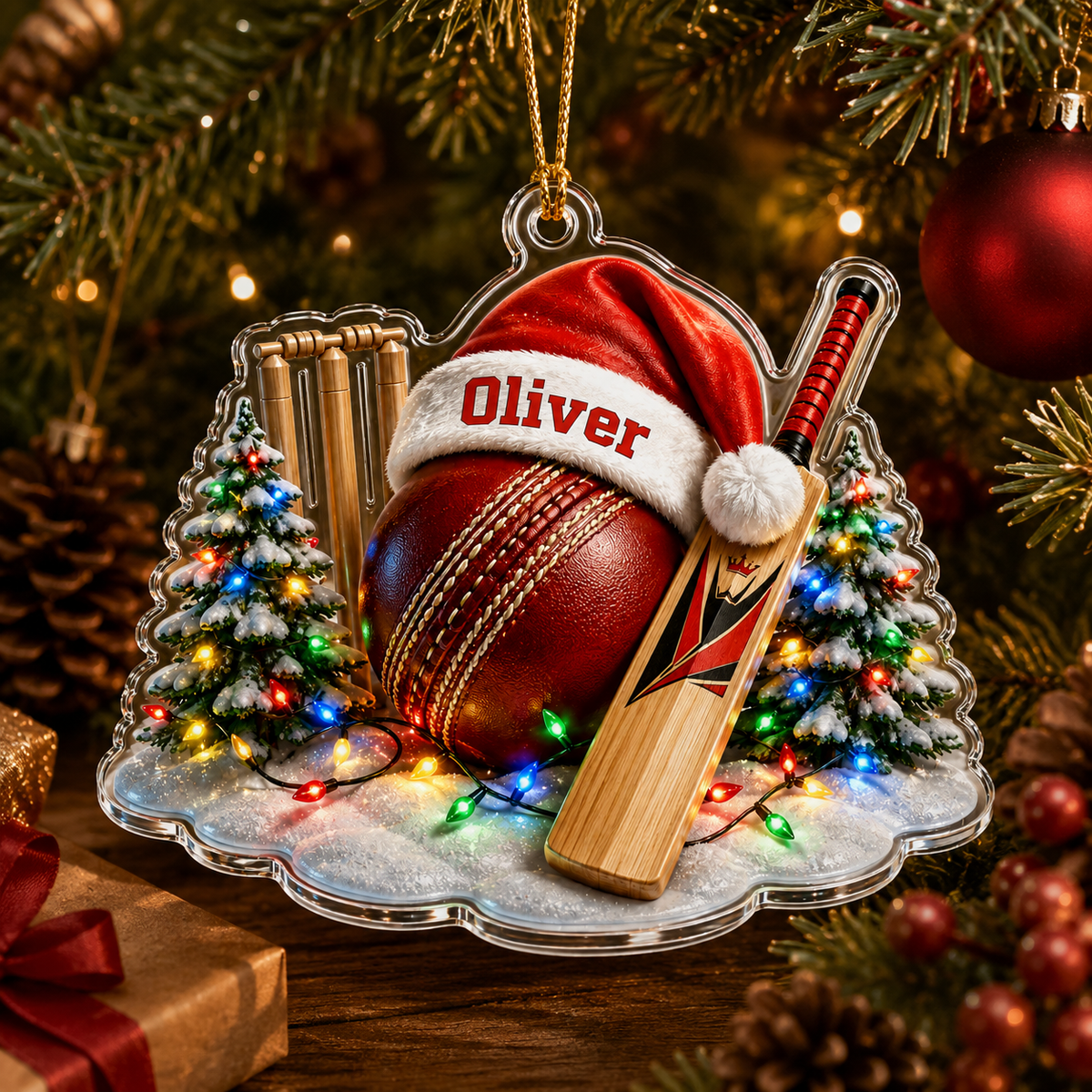 Custom Sports Christmas Acrylic - Cricket