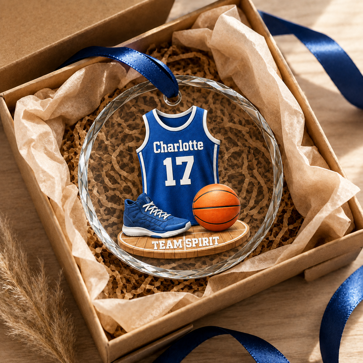 Basketball Glass Ornament - Team Spirit Jersey