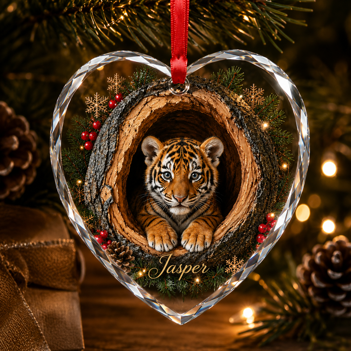 Animal Glass Ornament Tree Hollow Tiger