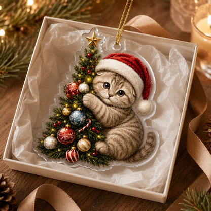 Cat With Christmas Tree Scotish Fold