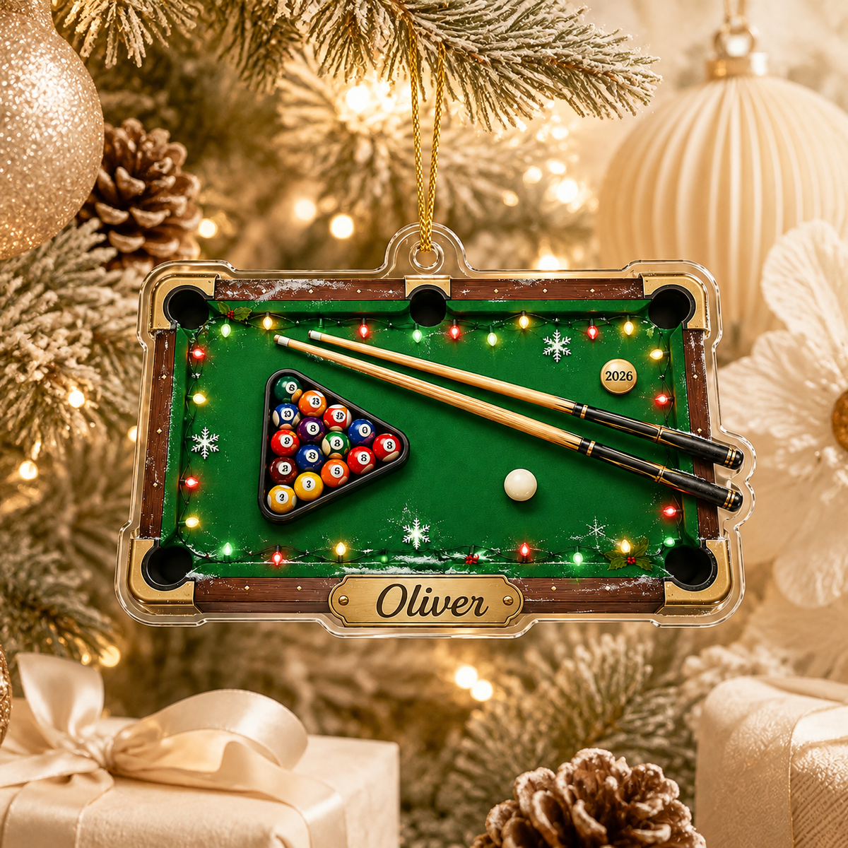 Custom Name Billiards Christmas Table Acrylic