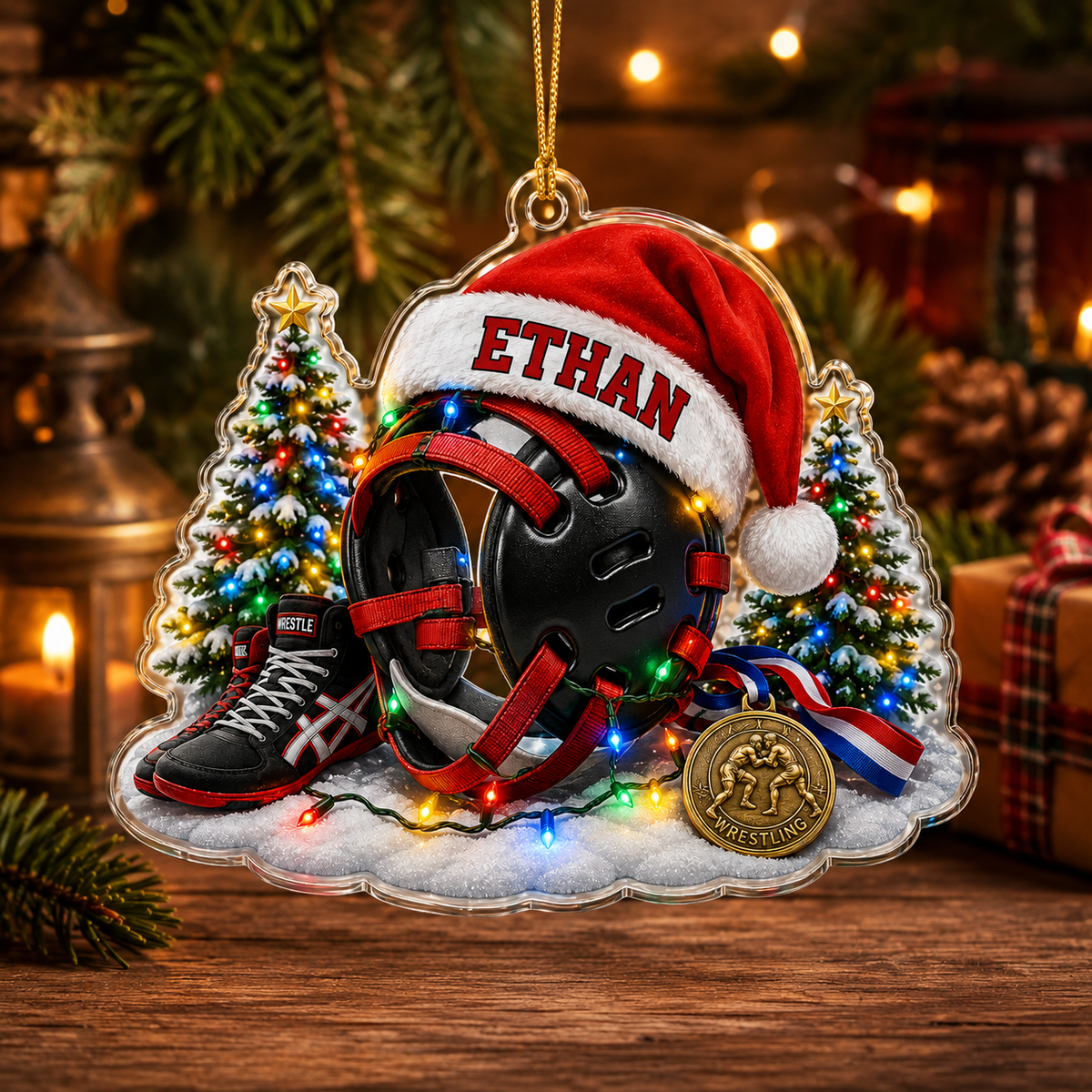 Custom Sports Christmas Acrylic - Wrestling