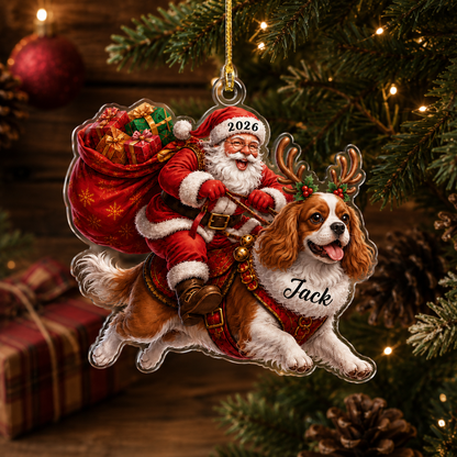 Santa Claus and Dog Cavalier King Charles Spaniel