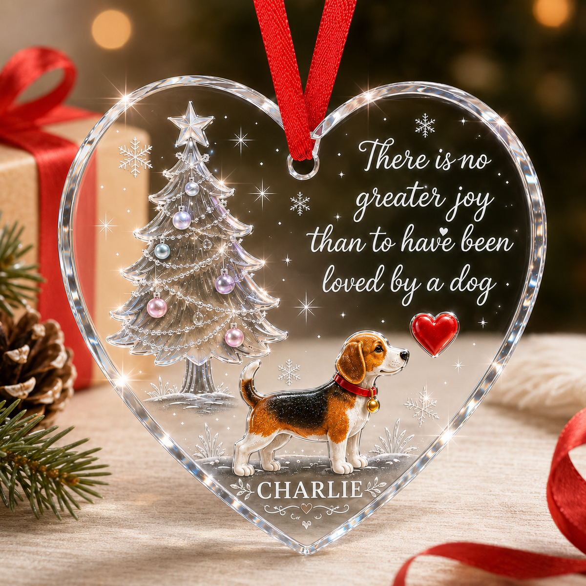Christmas Glass Dog Beagle