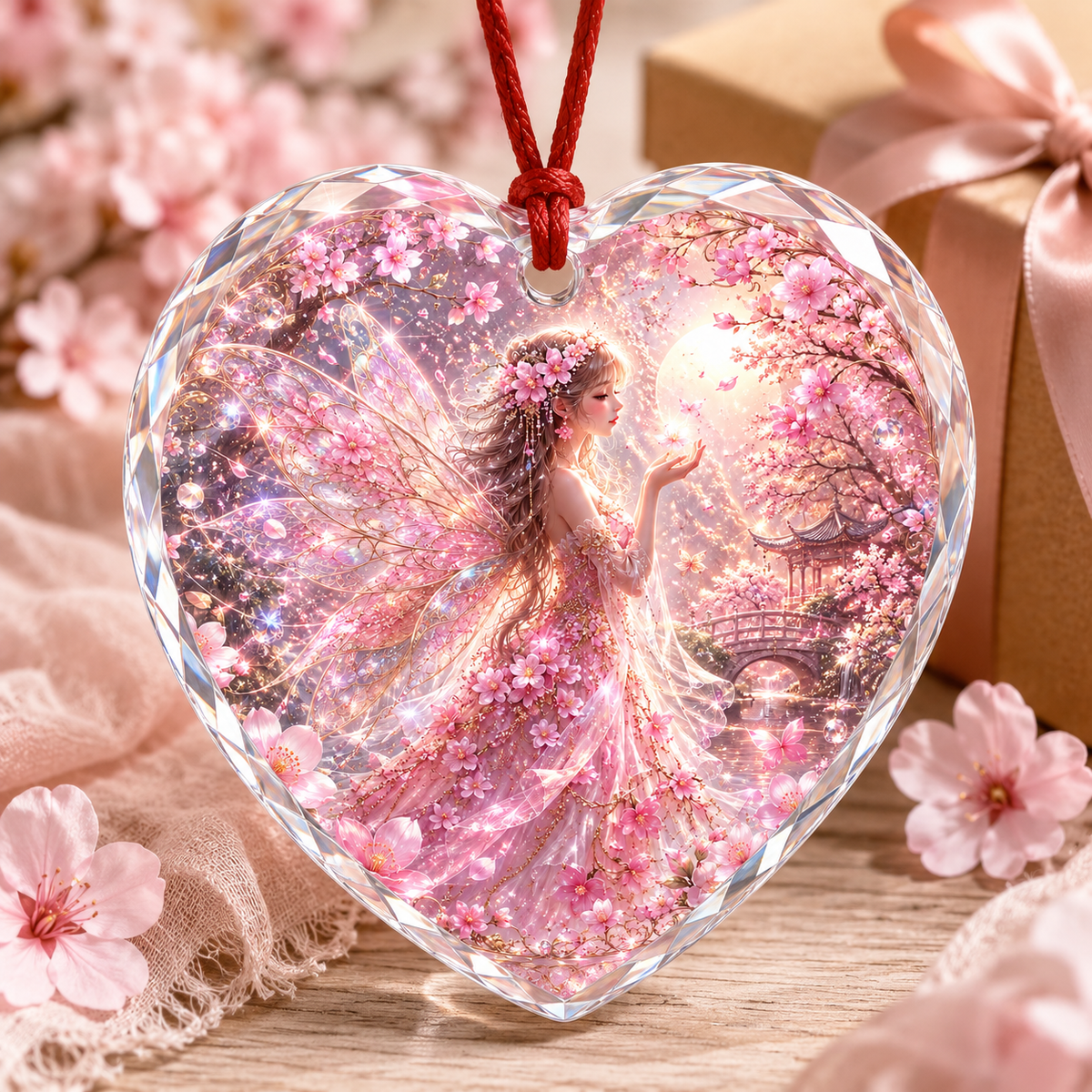 Fairy Glass Ornament Cherry Blossom Fairy