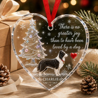 Christmas Glass Dog Border Collie