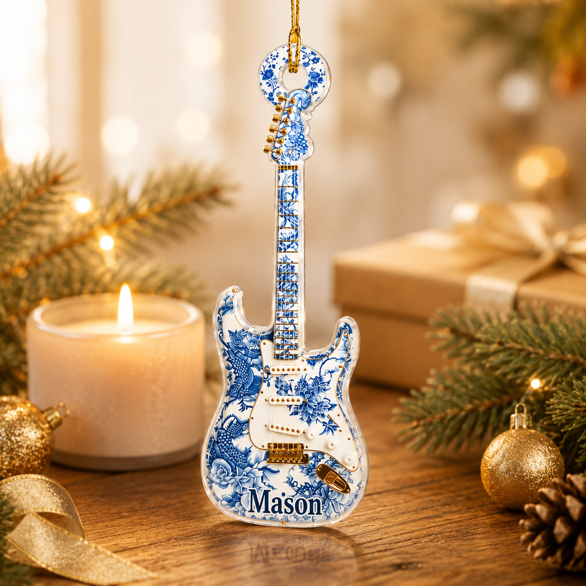 Guitar Custom Name Acrylic - Floral Electric Guitar
