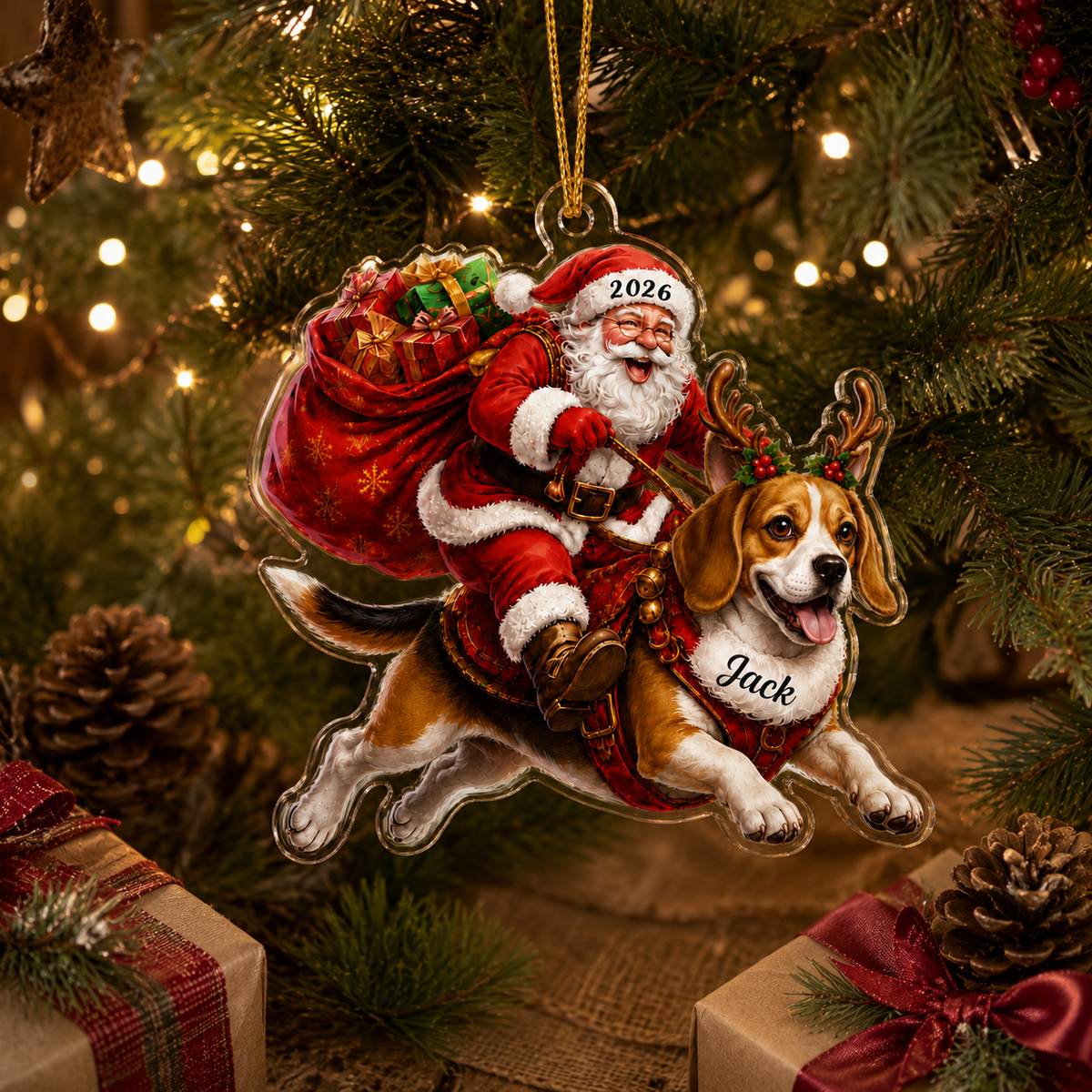 Santa Claus and Dog Beagle