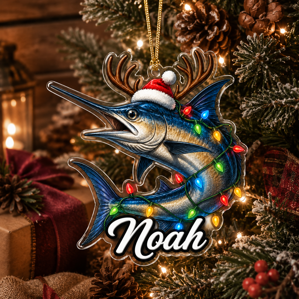 Fishing Christmas Lights Swordfish Acrylic