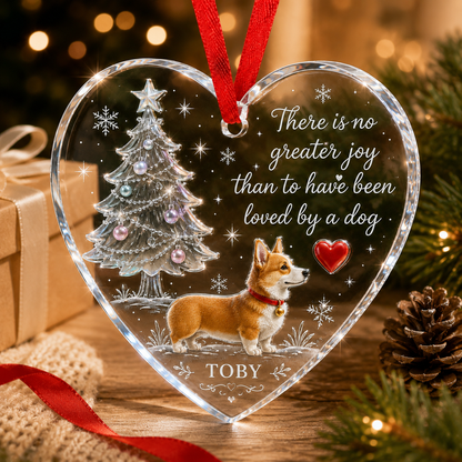Christmas Glass Dog Corgi