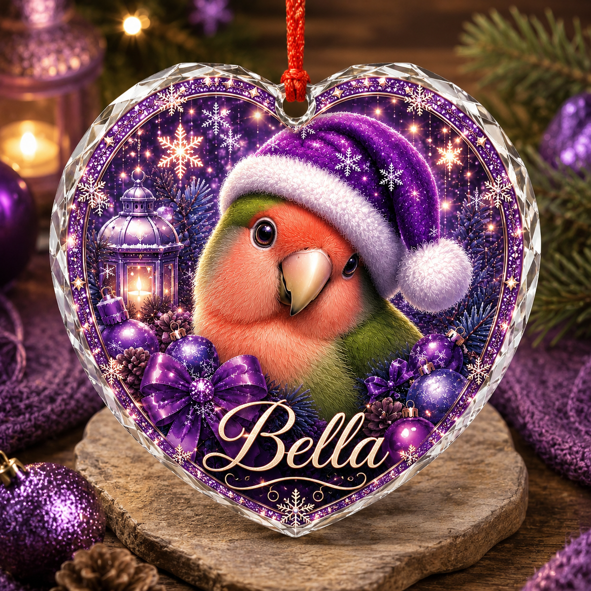 Purple Bird At Christmas Lovebird