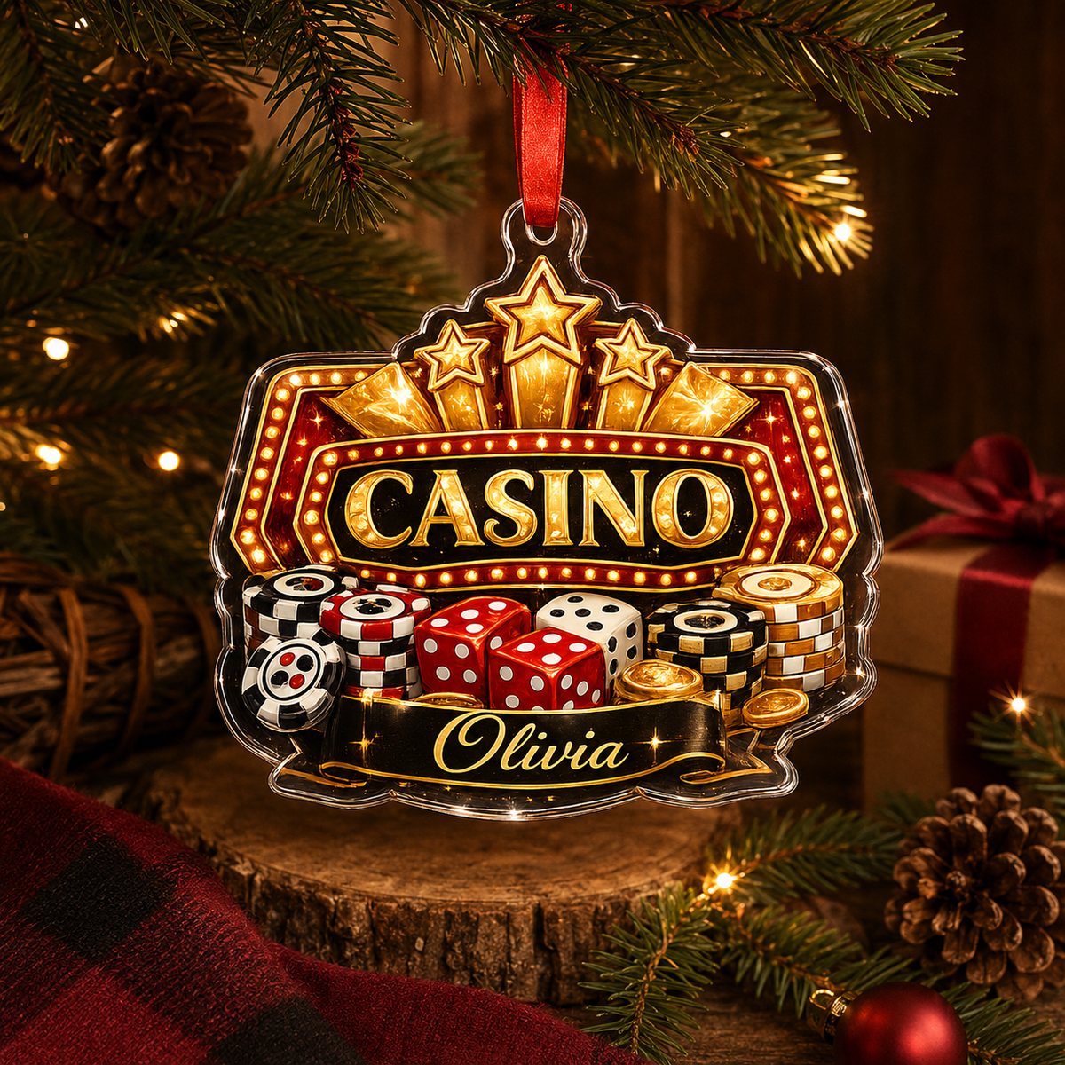 Pocker Custome Name Acrylic Twinkle Casino
